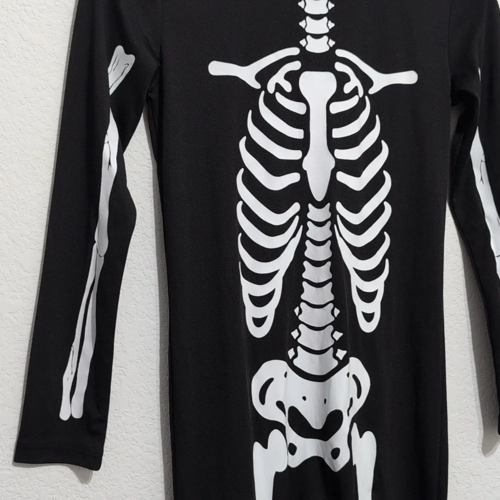 Youth‎ Large One Piece Onesie Skeleton Halloween Costume Gender Neutral Back Zip
